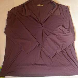Timeson Collared V-Neck Top Size XXL Purple 3/4 Sleeve